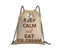 Mantén La Calma Y Come Helado Sundae De Cereza Hombres Mujer Mochila De Cuerdas Ajustable Saco De Gimnasio Práctico Saco De Deporte Para Yoga Viaje Gimnasio