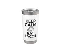 Mantén la calma y come tacos, divertido humor gastronómico Vaso térmico de acero inoxidable de doble pared
