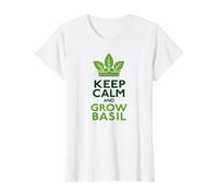 Mantén la Calma y cultiva albahaca Jardinero Amante de Las Plantas Camiseta gráfica económica, Mujer, Blanco, L
