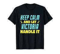 Mantén la Calma y Deja Que Victoria se encargue del Divertido Nombre Victoria Camiseta gráfica económica, Hombre, Negro, S