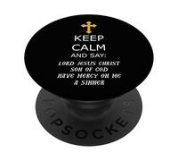 Mantén la Calma y di Señor Jesucristo Ten piedad de mí PopSockets PopGrip Adhesivo