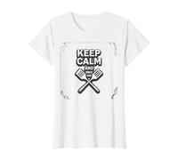 Mantén la Calma y Haz Barbacoa: el Mantra del Maestro de la Parrilla Camiseta, Mujer, Blanco, XS