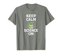 Mantén la Calma y la Ciencia encendida - Laboratorio de química para Profesores de Ciencias Camiseta, Hombre, Verde Militar Jaspeado, S