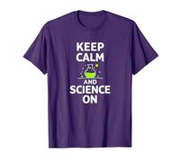 Mantén la Calma y la Ciencia encendida - Laboratorio de química para Profesores de Ciencias Camiseta, Hombre, Morado, S
