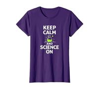Mantén la Calma y la Ciencia encendida - Laboratorio de química para Profesores de Ciencias Camiseta, Mujer, Morado, XS