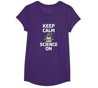 Mantén la Calma y la Ciencia encendida - Laboratorio de química para Profesores de Ciencias Camiseta, Niñas, Morado, Grande