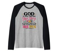 Mantén la fe Dios Tiene un Plan Viaje Mueve montañas Camiseta Manga Raglan