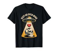 Mantén una mente abierta UFO Skull Love Beam Camiseta