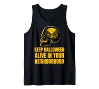 Mantén Vivo Halloween en tu vecindario diseño de Calavera Camiseta sin Mangas