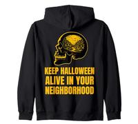 Mantén Vivo Halloween en tu vecindario diseño de Calavera Sudadera con Capucha