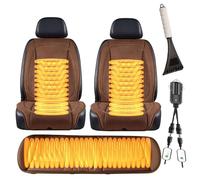 Mantenerse abrigado en invierno , Fundas Asiento Coche, Funda de asiento de franela súper cálida,Brown-mainseat+auxiliaryseat+backseat