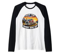 Mantenga el Lado Brillante hacia Arriba Camionero Camionero Camionero Camión Camiseta Manga Raglan
