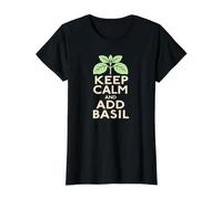 Mantenga la Calma y agregue al Amante de la Pasta de Pesto de al Camiseta gráfica económica, Mujer, Negro, L