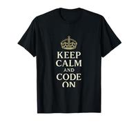 Mantenga la Calma y codifique con Gold Crown Coding Humor Camiseta