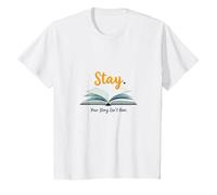 Mantenga su Historia no ha Terminado sobre los Amantes de los Libros inspiradores Camiseta, Niños, Blanco, 6 años