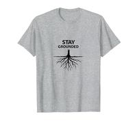 Manténgase en Tierra Raíces de árboles Bienestar Motivacional Camiseta, Hombre, Gris Jaspeado, XXL