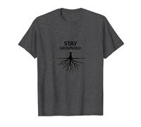 Manténgase en Tierra Raíces de árboles Bienestar Motivacional Camiseta, Hombre, Jaspeado Oscuro, M