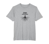 Manténgase en Tierra Raíces de árboles Bienestar Motivacional Camiseta, Hombre Tallas Grandes, Gris Jaspeado, 6X Alto