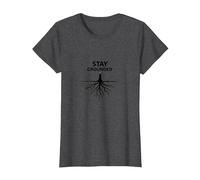 Manténgase en Tierra Raíces de árboles Bienestar Motivacional Camiseta, Mujer, Jaspeado Oscuro, L