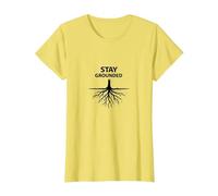Manténgase en Tierra Raíces de árboles Bienestar Motivacional Camiseta, Mujer, Limón, XS