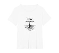 Manténgase en Tierra Raíces de árboles Bienestar Motivacional Camiseta, Mujer Tallas Grandes, Blanco, 6XL Grande