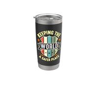 Manteniendo al mundo un oficial de correcciones de prisión azul retro Vaso térmico de acero inoxidable de doble pared