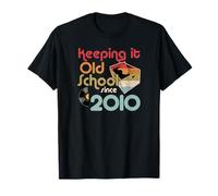 Manteniéndolo de la vieja escuela desde 2010 año caja de discos de vinilo Camiseta