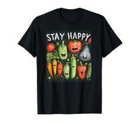 Mantente feliz con verduras y frutas divertidas Camiseta