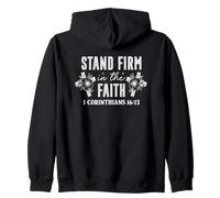 Mantente Firme en la Fe 1 Corintios 16:13 Diseño Floral Sudadera con Capucha