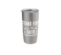 Mantente Firme en la Fe 1 Corintios 16:13 Diseño Floral Vaso térmico de acero inoxidable de doble pared