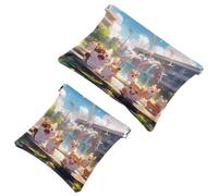 Mantente organizado: 2 bolsas de metralla Happy Smiling Corgi-1428, tu bolsa de maquillaje, multicolor, A：7.1x5.8in/18x14.8cm，B:4.7x4.5in/12x11.5cm