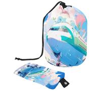 Mantente organizado en cualquier lugar con nuestro organizador de artículos de tocador impermeable con cordón, patrón de avión azul, multicolor, 9.9x6.9in/25.2x17.6cm;6x3.5in/15.2x8.8cm