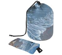 Mantente organizado en cualquier lugar: neceser plegable con cordón para mujer, lo último esencial de viaje para almacenamiento de maquillaje, conchas de playa marina, multicolor,