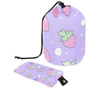 Mantente organizado en cualquier lugar: neceser plegable con cordón para mujer, lo último esencial de viaje para almacenamiento de maquillaje, patrón de frutas moradas, multicolor,