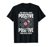 Mantente Positivo: Sueña, Cree, Logra Camiseta gráfica económica, Hombre, Negro, S