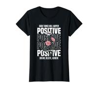 Mantente Positivo: Sueña, Cree, Logra Camiseta gráfica económica, Mujer, Negro, L