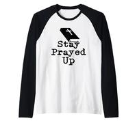 Mantente rezado | Biblia negra simple Camiseta Manga Raglan