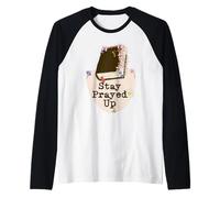 Mantente rezado | Biblia negra simple Camiseta Manga Raglan