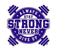 Mantente siempre fuerte, nunca te rindas logo Calcomanías de pared de vinilo 42x43.1cm Decoración artística Azul oscuro