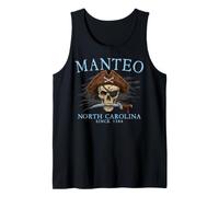 Manteo North Carolina - Calavera Pirata Desde 1584, Color Cian Camiseta sin Mangas