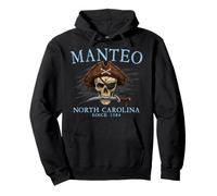 Manteo North Carolina - Calavera Pirata Desde 1584, Color Cian Sudadera con Capucha