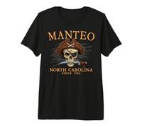 Manteo North Carolina Pirata Skull Desde 1584 Naranja Camiseta Premium
