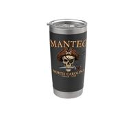 Manteo North Carolina Pirata Skull Desde 1584 Naranja Vaso térmico de acero inoxidable de doble pared