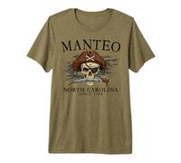 Manteo North Carolina Pirata Skull Desde 1584 Negro Camiseta Premium