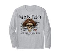 Manteo North Carolina Pirata Skull Desde 1584 Negro Manga Larga