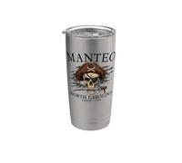 Manteo North Carolina Pirata Skull Desde 1584 Negro Vaso térmico de acero inoxidable de doble pared