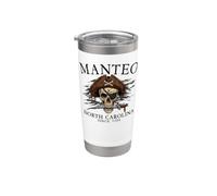Manteo North Carolina Pirata Skull Desde 1584 Negro Vaso térmico de acero inoxidable de doble pared