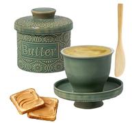 Mantequera Cerámica, Mantequillera Francesa, Butter Dish Con Tapa, Mantequera Francesa para Mantequilla Fresca y Suave, Recipiente de Porcelana con Espátula, Diseño Vintage, Apta para Lavavajillas