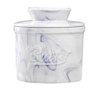 Mantequera Cerámica, Mantequillera Francesa, Campana para Mantequilla con Tapa, para Mantequilla Fresca Yuntable (Textura azul)