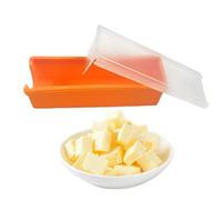 Mantequera con cuchilla rebanadora - Portamantequilla y cortador de silicona para encimera, herramienta para cortar integrada con tapa | Conserva la frescura, rebanador fácil de extender, soporte apto
